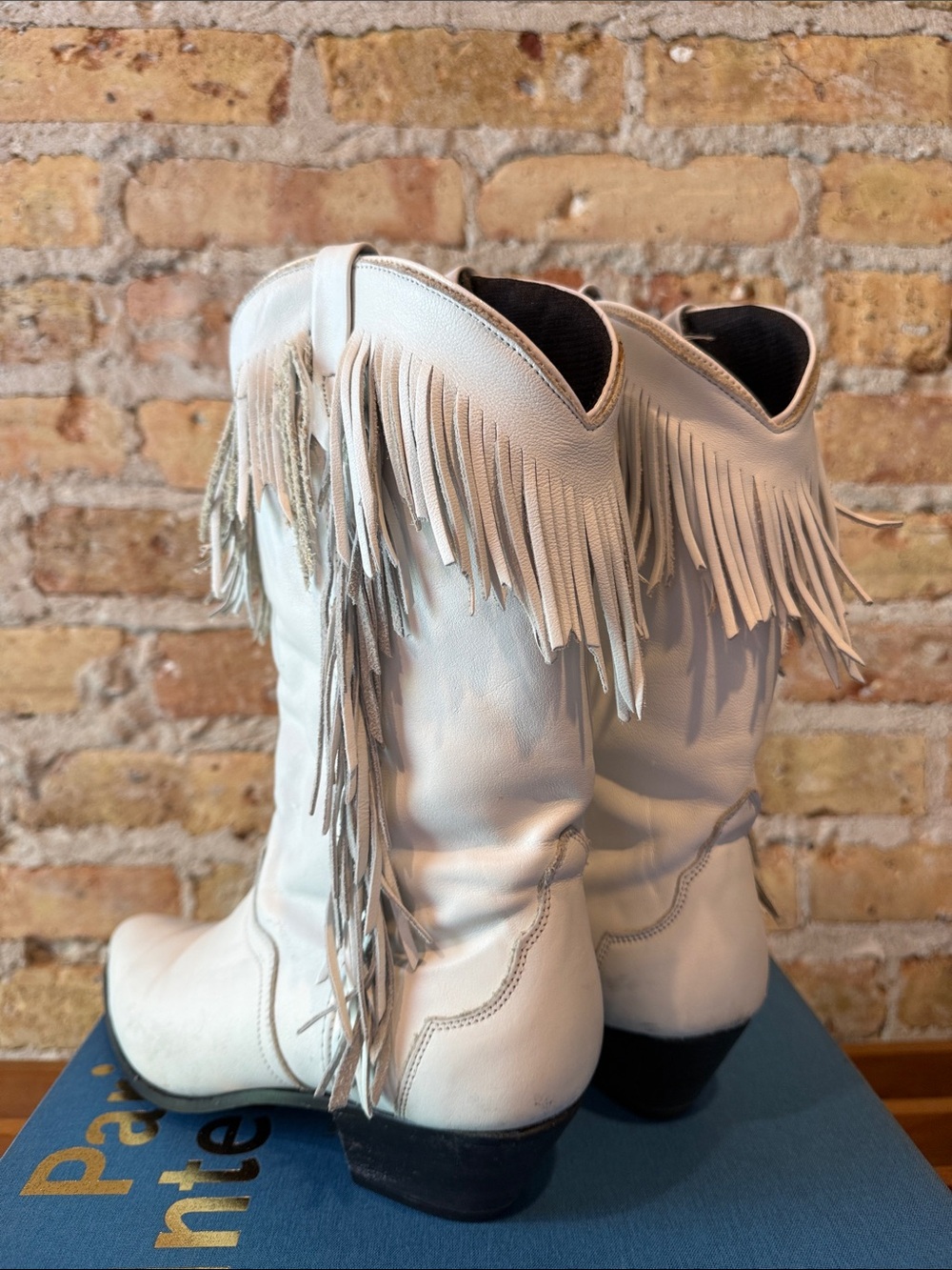 VTG ACME Fringe Cowboy boots white 8 - Picture 5 of 11